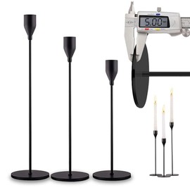 Juego de 3 Candelabros para Velas, Portavelas de Dorado y Negro con Base de Metal Gruesa y Duradera para Velas Cónicas, para Velas De Pilar, para Mesa, Bodas, Cenas, Fiestas, Decoración de Cocina