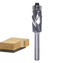 SICWOOD Up-Cut Top Bearing Flush Trim Router Bit 1/4 Shank - 1/2" Cutting Dia, 1-1/8" Cut Height, Carbide Spiral Pattern Template Flush Cut Router Bit, for Wood Trimming