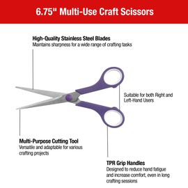 SINGER 3pc Soft Grip Scissor Set: 8.5" Fabric Shears, 5.5" Sewing Scissors & 6.75" Multi-Use Craft Scissors - Comfort Grip, Suitable for Left-Handed