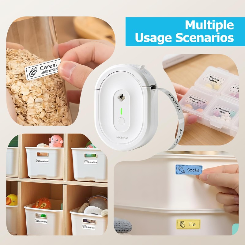 Inkbird N12 Bluetooth Label Maker Printer with Tape Mini Portable