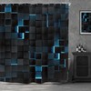 Riyidecor Black Blue Shower Curtain 60Wx72H Inch Abstract Navy Brick