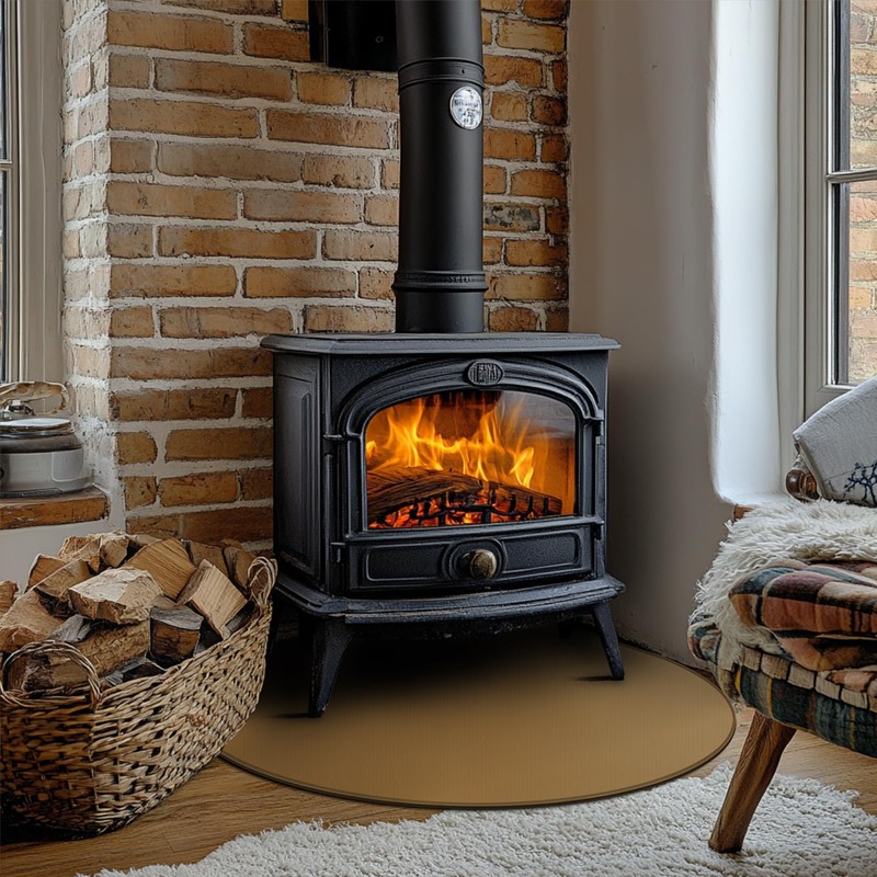FLASLD Fireproof Wood Burning Stove Mat 40×40 inch Half Round