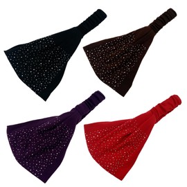 Healvian Breathable Comfortable Women's Rhinestone Headband 4pcs Set Hair Hoop for Gym Party and Daily Life