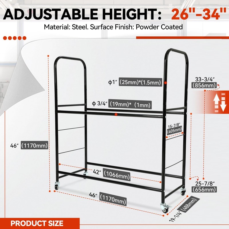 ECOTRIC 45'' X 20'' X 46'' Tire Rack Storage Garage