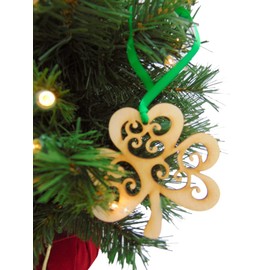 Irish Shamrock Ornament Irish Blessing Set with Wooden Christmas Decoration and Prayer Card, 3 Inch