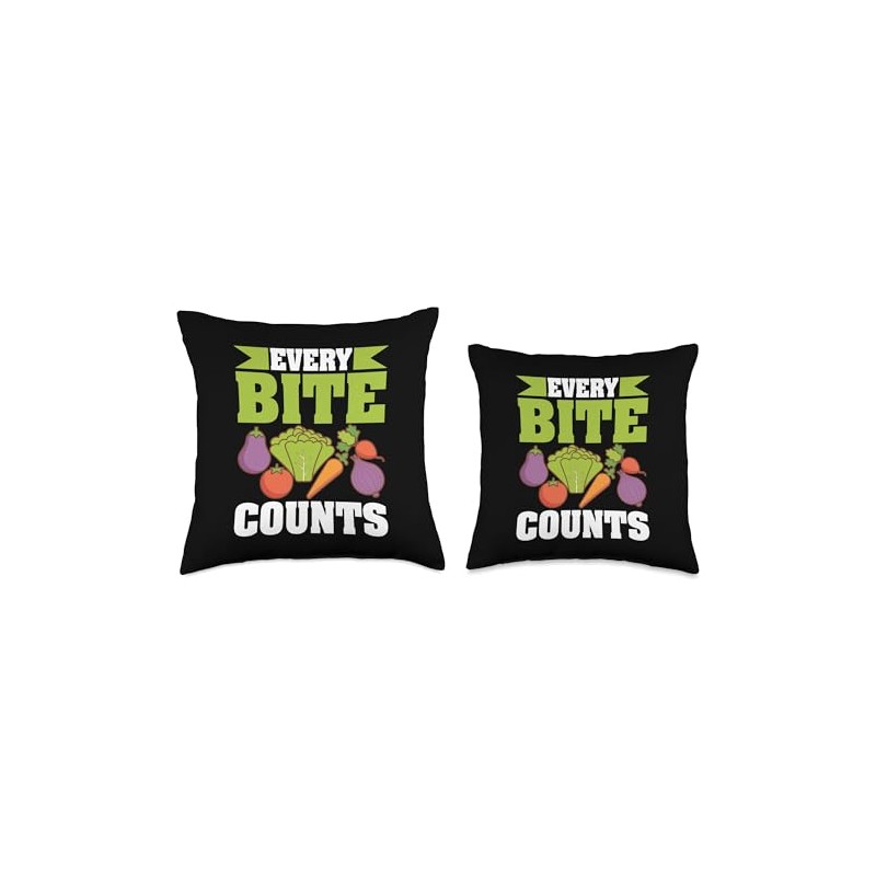 Every Bite Counts Veganism Design For Vegan Throw Pillow