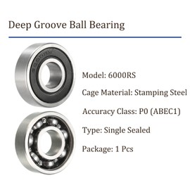 Kozelo 6000RS Deep Groove Ball Bearing-[10mm x 26mm x 8mm] Single Shield Bearing for Industrial Equipment, Motors, Machines, Stainless Steel