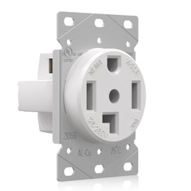 ELEGRP White 30 Amps 125/250V Dryer Outlet, Flush Mounting Power Outlet, NEMA 14-30R, Straight Blade Heavy Duty Dryer Receptacle, Grounding, 3 Pole 4 Wire, UL Listed, 1 Pack