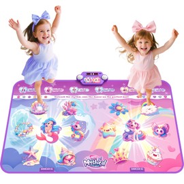2025 Pink Mermaid&Unicorn Dance Mat for Kids, Light-up 12-Button Dancing Mat with Wireless Bluetooth, Birthday for 3 4 5 6 7 8 Year Old Toddlers, Toys for Girls Ages 4-8, 8-12
