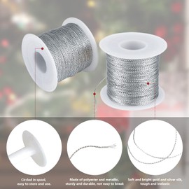 ieron 4 Rolls Gold Cord 2M Metallic Gold Craft Thread Twisted Ribbons with Spool Cord for Jewelry Cord DIY Craft Cord and Packing Cord (Gold/Silver/Red/Rose Gold)