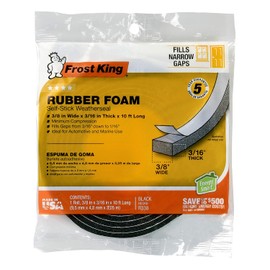 Frost King R338H Sello de goma autoadherente, 3/8 pulgadas de ancho, 3/16 pulgadas de T, negro | negro