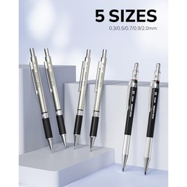 Four Candies Set de Portaminas 27 Pzs con Estuche, 0.3, 0.5, 0.7, 0.9 mm y 2 de 2.0 mm (HB, 2H, 2B, 4B + color), 552 Minas de Repuesto, Kit de Dibujo 