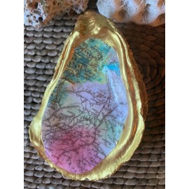 Unbranded Decorative Oyster Shell for Jewelry Rings Trinket Dish Map