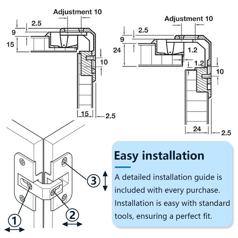 Adjustable Pie Cut Corner Hinge 343.90.710 Lazy Susan Hinges Replacement