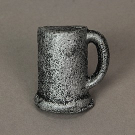 Silver Finish Cast Iron Beer Mug Decorative Cabinet Knob Drawer Pulls - 1.75 Inches High - Easy Install - Vintage Inspired Accents for Stylish Home Decor