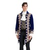 Mens Gothic Victorian Steampunk Pirate Frock Coat Jacket (Blue, Small)