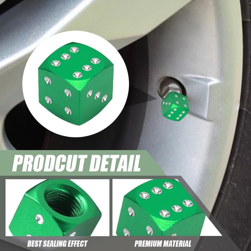 Car Tire Valve Stem Caps, Universal Dice Valve Stem Caps