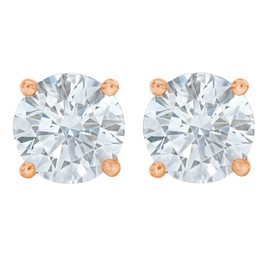 PARIKHS Round Diamond stud Plus Quality Screw Back 14K Rose Gold (0.30 ctw)