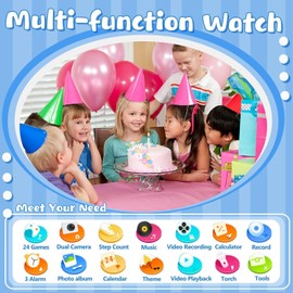 Smooce Kids Smartwatch, Smart Watch for Kids with 24 Puzzle Games, Music, Dual Camera, Birthday Gift Smartwatches for Kids Boys Girls 3-12 Years (Black)