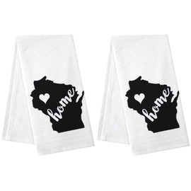 Petal Cliff 2 Pcs, 100% Cotton Wisconsin State Flour Sack Printed Kitchen Towels with Sentiments Home. Size: 20" X 28". Inspired by The State WE Call Home.