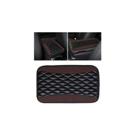 Couslcd Auto Center Console Pad, Universal Waterproof Armrest Seat Box Cover, Car Interior Accessories, Leather Auto Armrest Cover Protector for Most Vehicle, SUV, Truck (Brown)