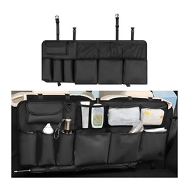 Osilly Car Trunk Organizer, Vehicle Backseat Hanging Storage Bag with Adjustable Straps, Space Saving Interior Seat Collapsible Cargo Pockets, Universal Automotive Accessories (Oxford Cloth)