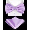 TIE G Solid Color Pre-tied Bow Tie and Pocket Square