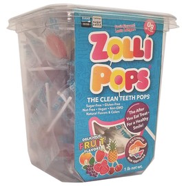 Zollipops Clean Teeth Pops, Anti Cavity Lollipops, Delicious Assorted Flavors, 1 LB Tub