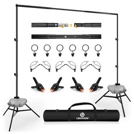 Lightdow 10x9ft Retractable Backdrop Stand Kit - Photo Studio Background Support with 2 Tripods, 6 Clips, 2 Crossbars, 4 Clamps, Water Bags, Carry Bag - Perfect for Photography, Events, Decor