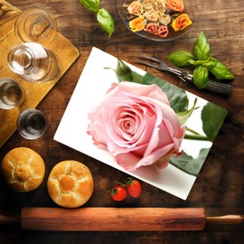 Pink Rose Flower Love Kitchen Glass Cutting Board Decorative Valentine's Mother's Day Gift For Her Roses (Pink)