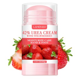 Grospe 42% Urea Cream Moisturizer plus Strawberry for Dry Cracked Feet Knees Elbows Hands Hydrates & Nourish Foot Care for Softens Exfoliates Dead Skin Smoothing Skin, 1.41Oz