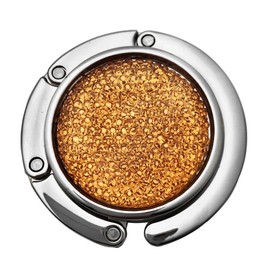 Foldable Purse Hook, 1Pcs Orange Folding Handbag Round Flash Drilling Table Hanger Bag Hanger Collection Desk Hooks for Purse