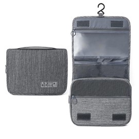 FFWTPY Hanging Toiletry Bag Waterproof Travel Culture Organiser with Hook Compact Portable Cosmetic Bag for Men and Women Toiletry Bag Storage Bag, gray