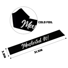 Mastered It Sash, Black Sash with Sliver Foil Class of 2025 Supplies, Congrats Grad Sash, Masters Graduation Gift for Her or Him, 2025 Graduation Celebrations Sashes