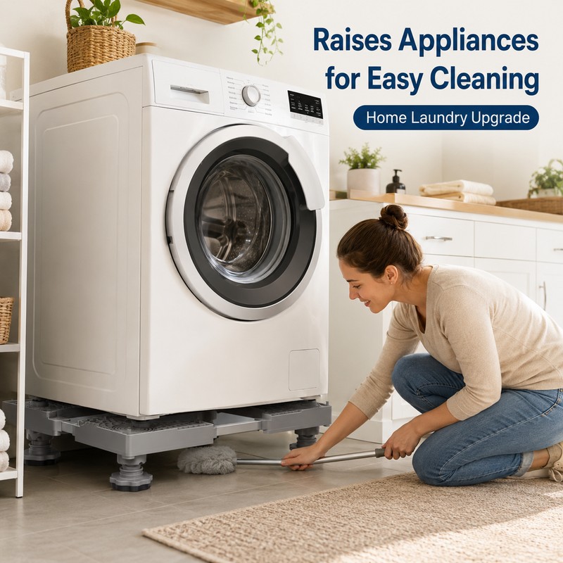 Adjustable Appliance Base Stand for Washer and Refrigerator – Locking