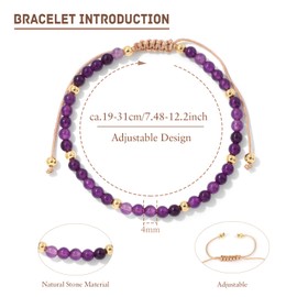 GoPaw Gemstone Beads Bracelet for Women, 4 mm Adjustable Natural Stone Bracelet, Pearl Bracelet, Crystal Natural Stone Jewellery Bracelets, Women's Yoga Bracelet for Women, Girls, One size, Gemstone,