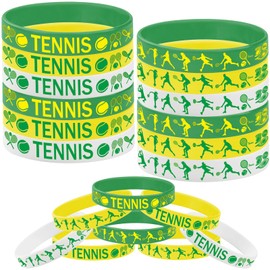 24PCS Tennis Rubber Bracelet Silicone Wristbands Party Favors -Outdoor Sports Party Supplies Decorations Birthday Baby Shower Party