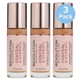 Revolution Conceal & Hydrate Foundation F7 3 Pack New