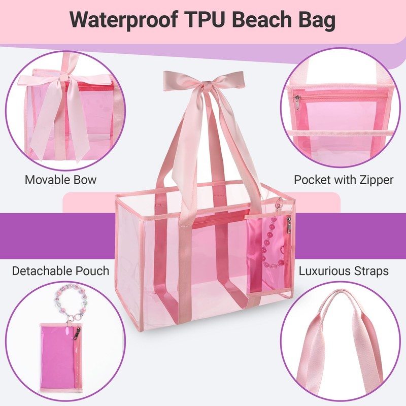 Waterproof Jelly Tote Bag Beach Essentials for Women with Pouch
