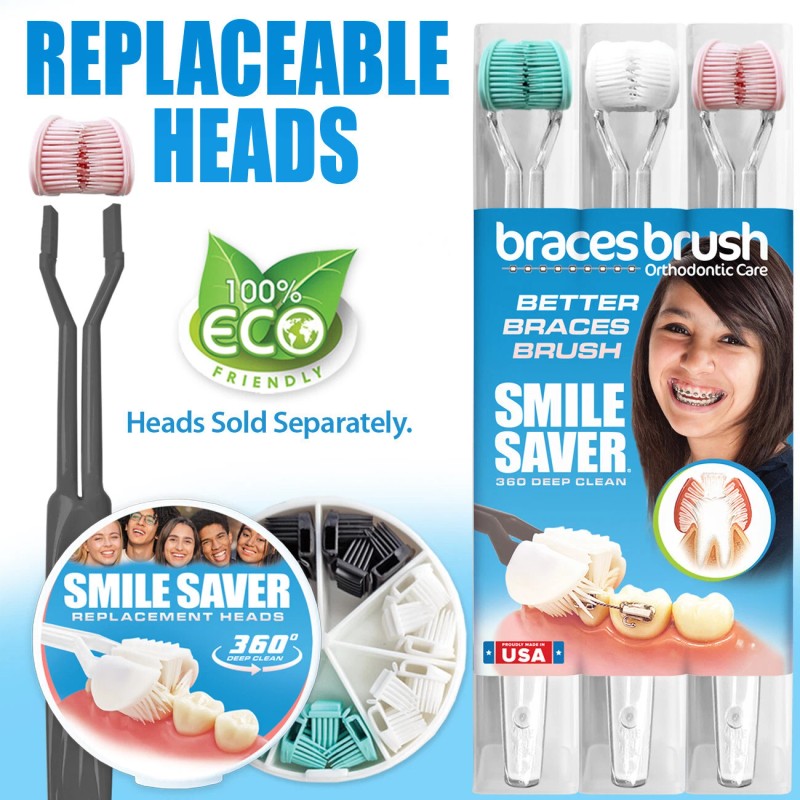 SMILE SAVER 360° * BRACES BRUSH * 3-Sided Toothbrush *