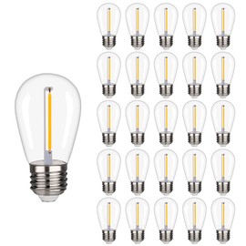 KGC 25 Pack Shatterproof & Waterproof S14 Replacement LED Light Bulbs –1W Equivalent to 10W, White Warm 2200K Outdoor String Lights Vintage LED Filament Bulb, E26 Base Edison LED Bulbs