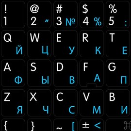 4Keyboard MAC English-Russian Cyrillic Keyboard Stickers ON Black Background for Desktop, Laptop and Notebook