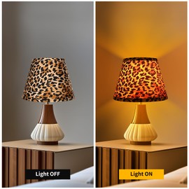 Fold Lamp Shades Set of 2 Leopard Print 7" Top X 11" Bottom X 8" High Small Lamp Shades Fits For Table Lamps and Floor Lamps Replacement For Living Room Bedroom Easy Assembly Required