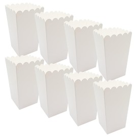HugeDE 24 Pcs Paper Popcorn Containers Boxes Tall Large Popcorn Bucket White Snack Box Cardboard Candy Boxes Popcorn Machine Accessories for Movie Night Favors