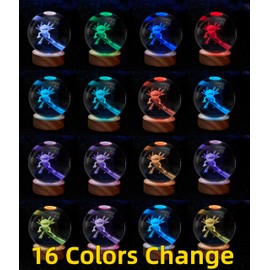DIGFPWT Axolotl Crystal Ball Night Light, 3.15 Inch 3D Axolotl Crystal Lamp with LED Wooden Base, 16 Colors Change with Remote Control, Gift Box Packing, Gifts Ideas for Friends (Axolotl B)