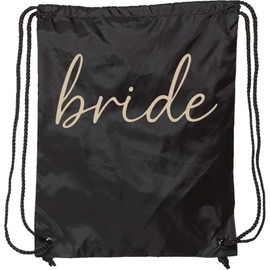 inktastic Elegant Bride Script Minimalist Typography Drawstring Bag Black 45aab