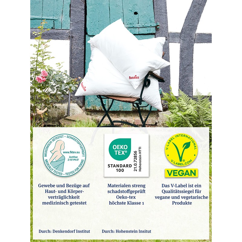 PARADIES Softy Top Organic Firm Pillow 40 x 80 cm,
