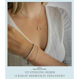 Brandlinger ® Women's Bracelet 925 Sterling Silver 18K Gold Plated Jewellery for Women and Girls Adjustable Length 16-20cm, Gold-plated 932 sterling silver Bremen bracelet