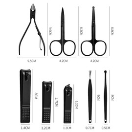 Manicure Set Professional Nail Clippers Kit Pedicure Care Tools-Stainless Steel Grooming Tools for Travel (Black-18pcs)