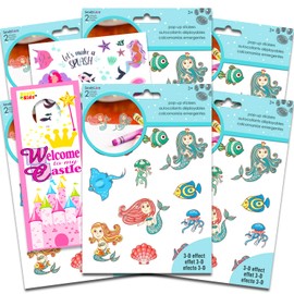 Mermaid Stickers and Tattoos Party Favors Set - 330+ Pc Mythical Mermaid Bundle with 130+ Mermaid Stickers and 200+ Mermaid Tattoos, Plus More | Mermaid Party Supplies